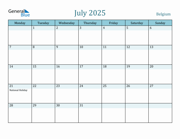 July 2025 Calendar with Holidays