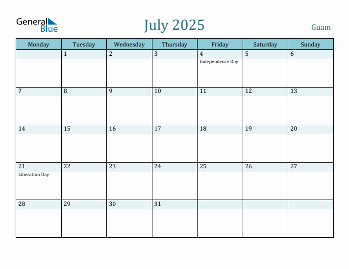 July 2025 Calendar with Holidays