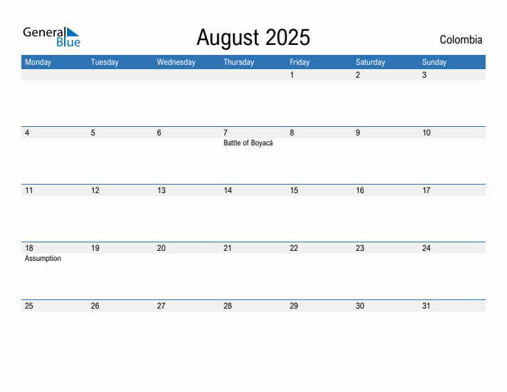 Fillable August 2025 Calendar