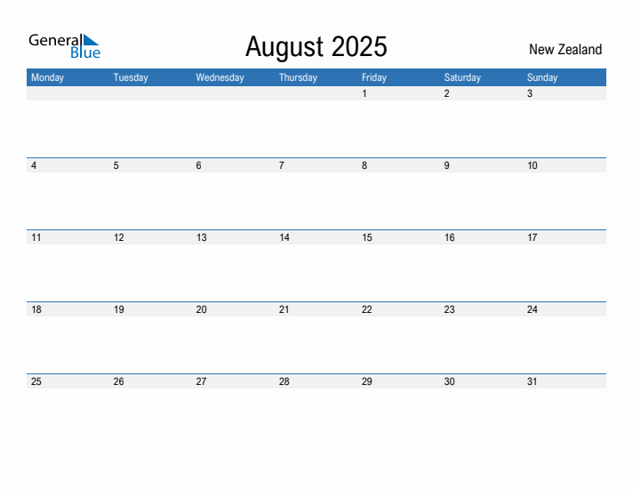 Fillable August 2025 Calendar