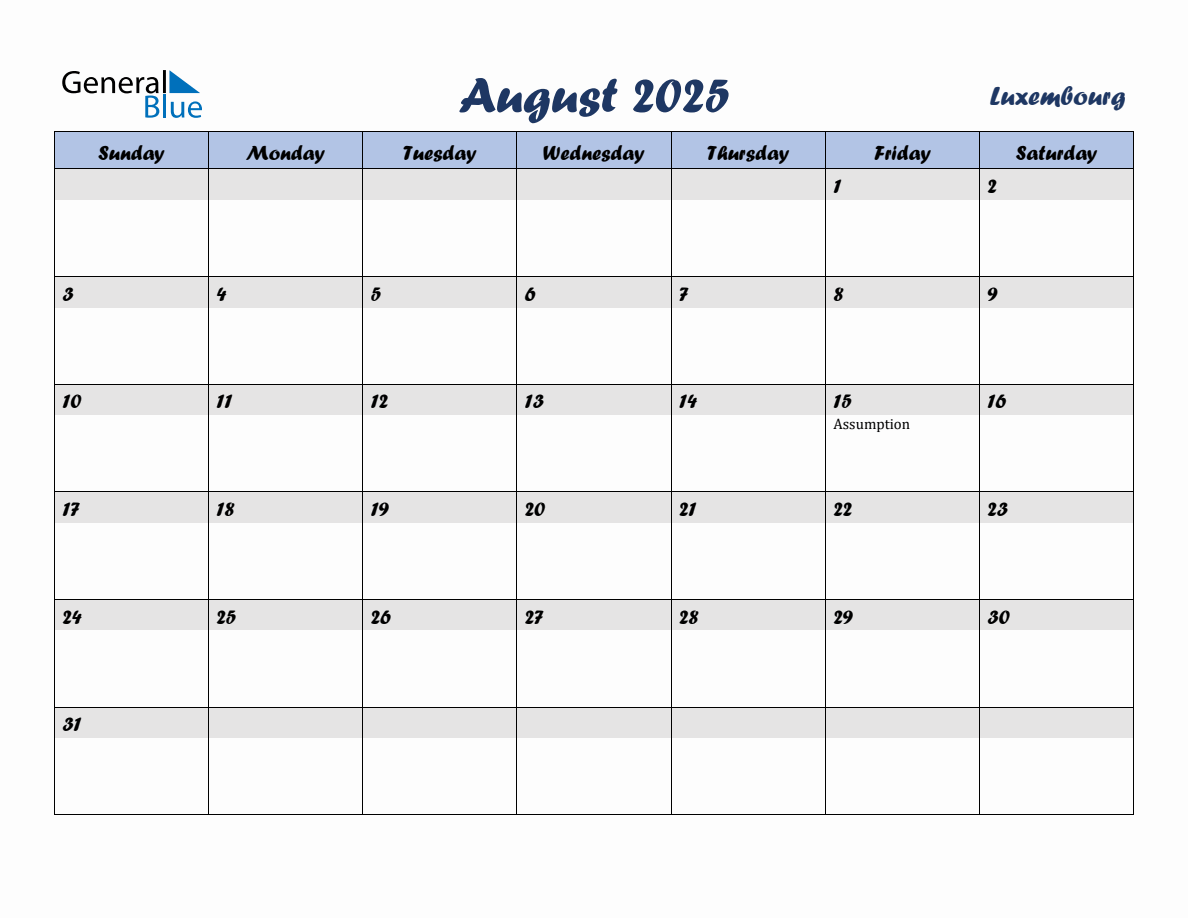 2025 August Calendar With Holidays Templates