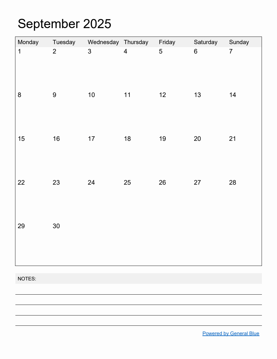 Free Printable Monthly Calendar for September 2025