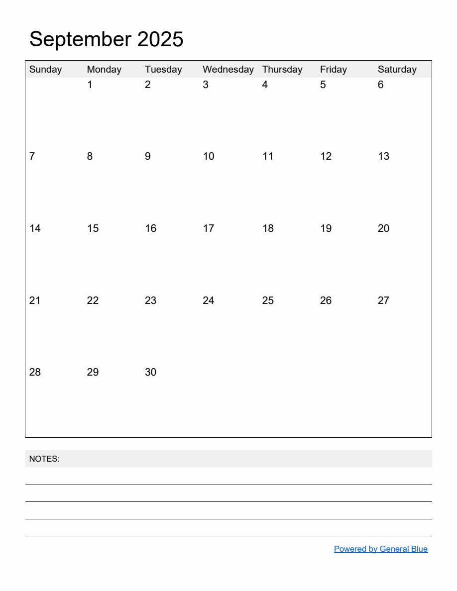 Free Printable Monthly Calendar for September 2025