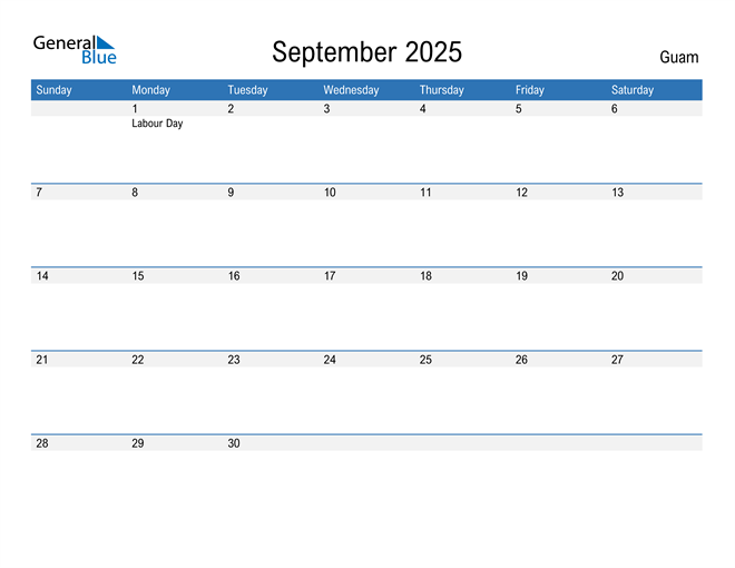 September 2025 Calendar with Guam Holidays
