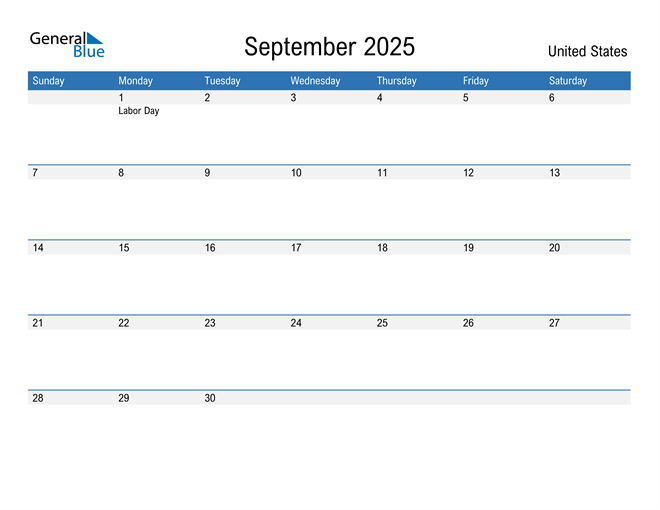 September 2025 Calendar General Blue 