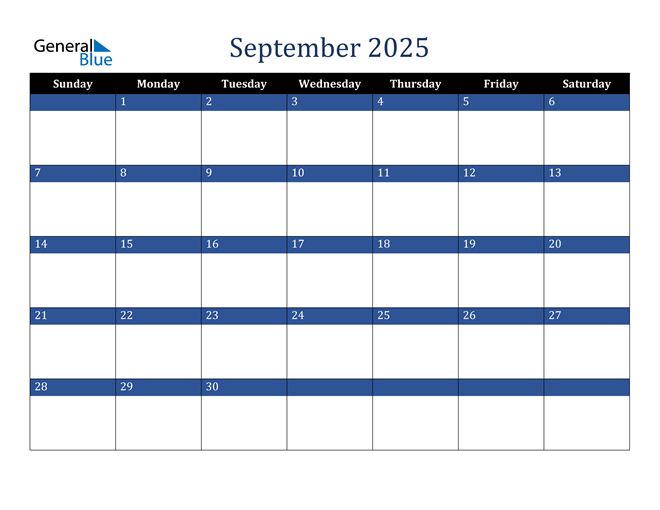 September 2025 Calendar General Blue 