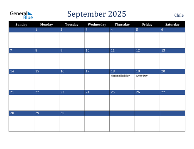 September 2025 Chile Calendar