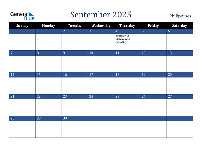 Philippines September 2025 Calendar with Holidays