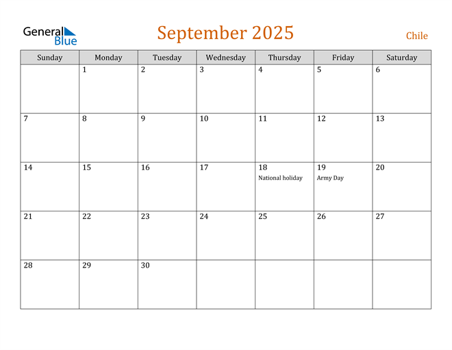 September 2025 Holiday Calendar