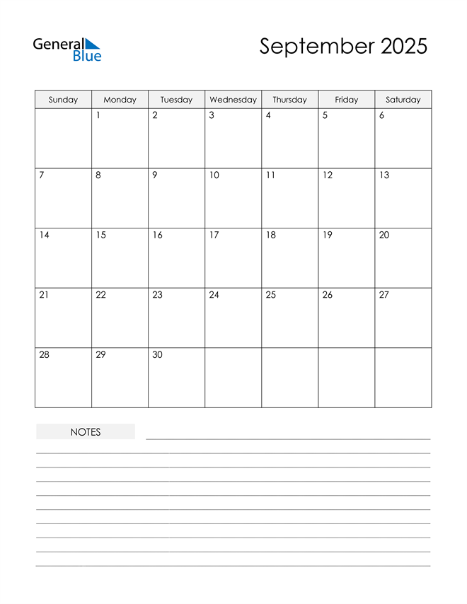 September 2025 Calendar PDF Word Excel 