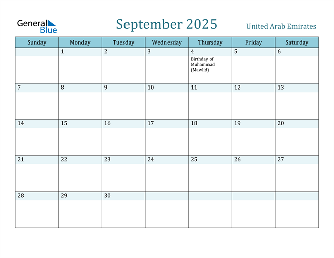 September 2025 Calendar with Holidays in PDF, Word, and Excel
