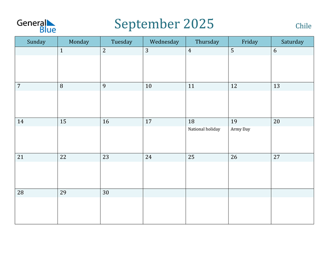 September 2025 Calendar with Holidays in PDF, Word, and Excel