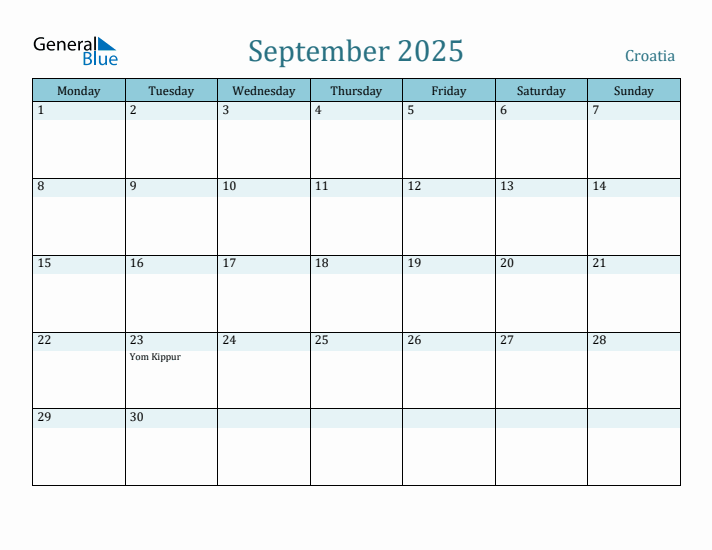September 2025 Calendar with Holidays