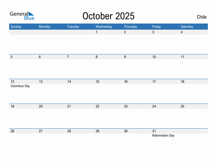 Fillable October 2025 Calendar