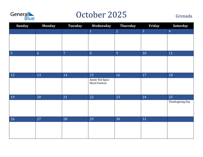 October 2025 Grenada Calendar
