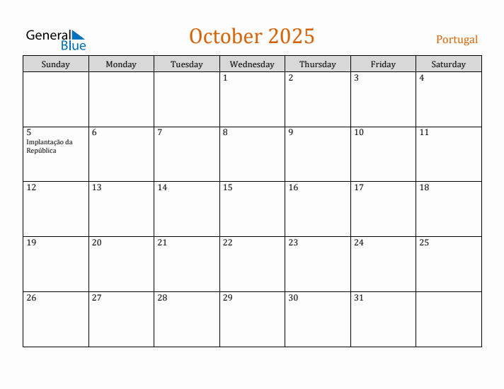 October 2025 Holiday Calendar with Sunday Start