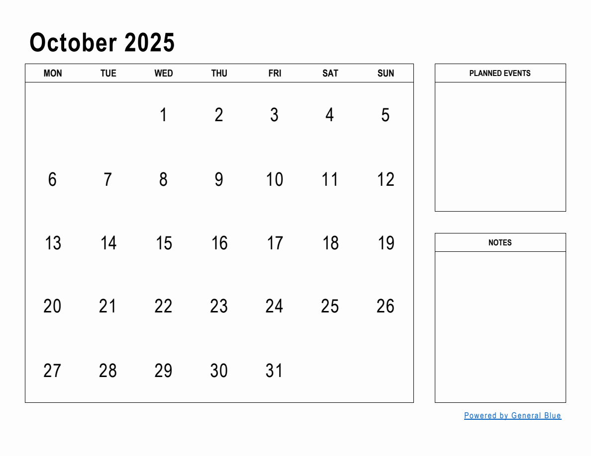 October 2025 Monthly Planner