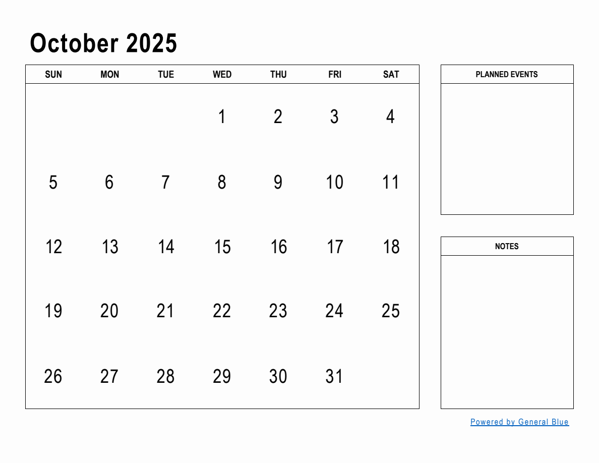 October 2025 Monthly Planner