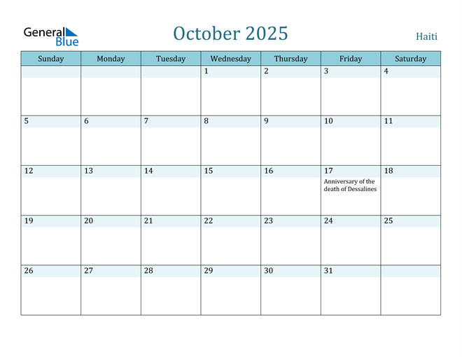 October 2025 Calendar with Holidays in PDF, Word, and Excel