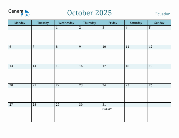 October 2025 Calendar with Holidays
