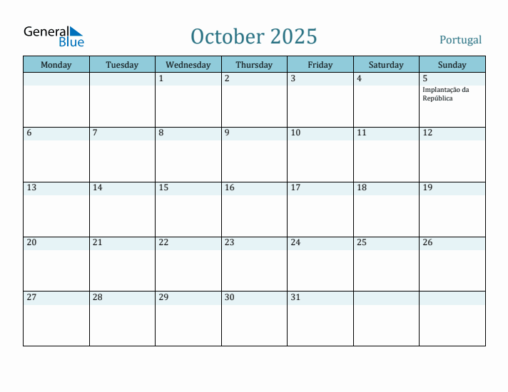 October 2025 Calendar with Holidays