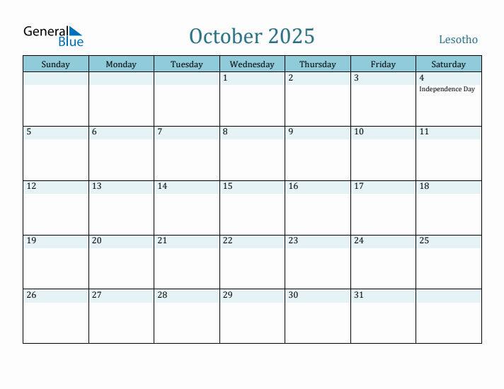 October 2025 Calendar with Holidays