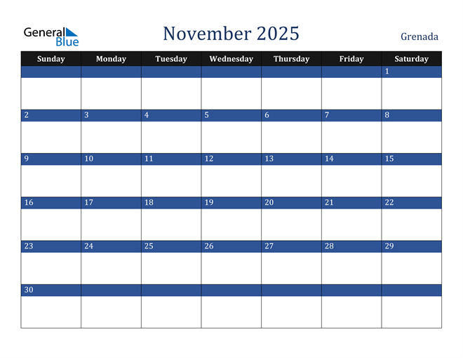 November 2025 Grenada Calendar