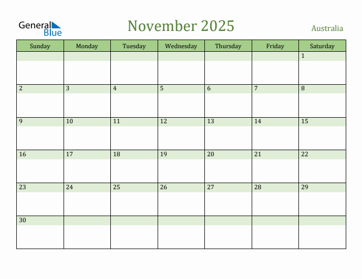 November 2025 Calendar with Australia Holidays