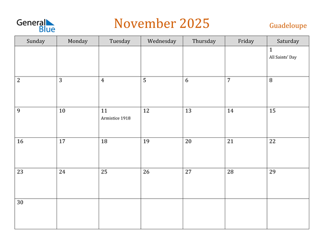 November 2025 Holiday Calendar