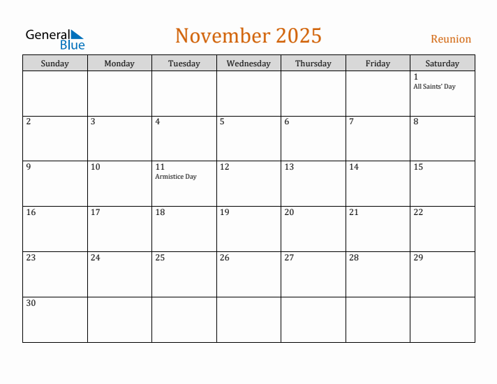 Free November 2025 Reunion Calendar