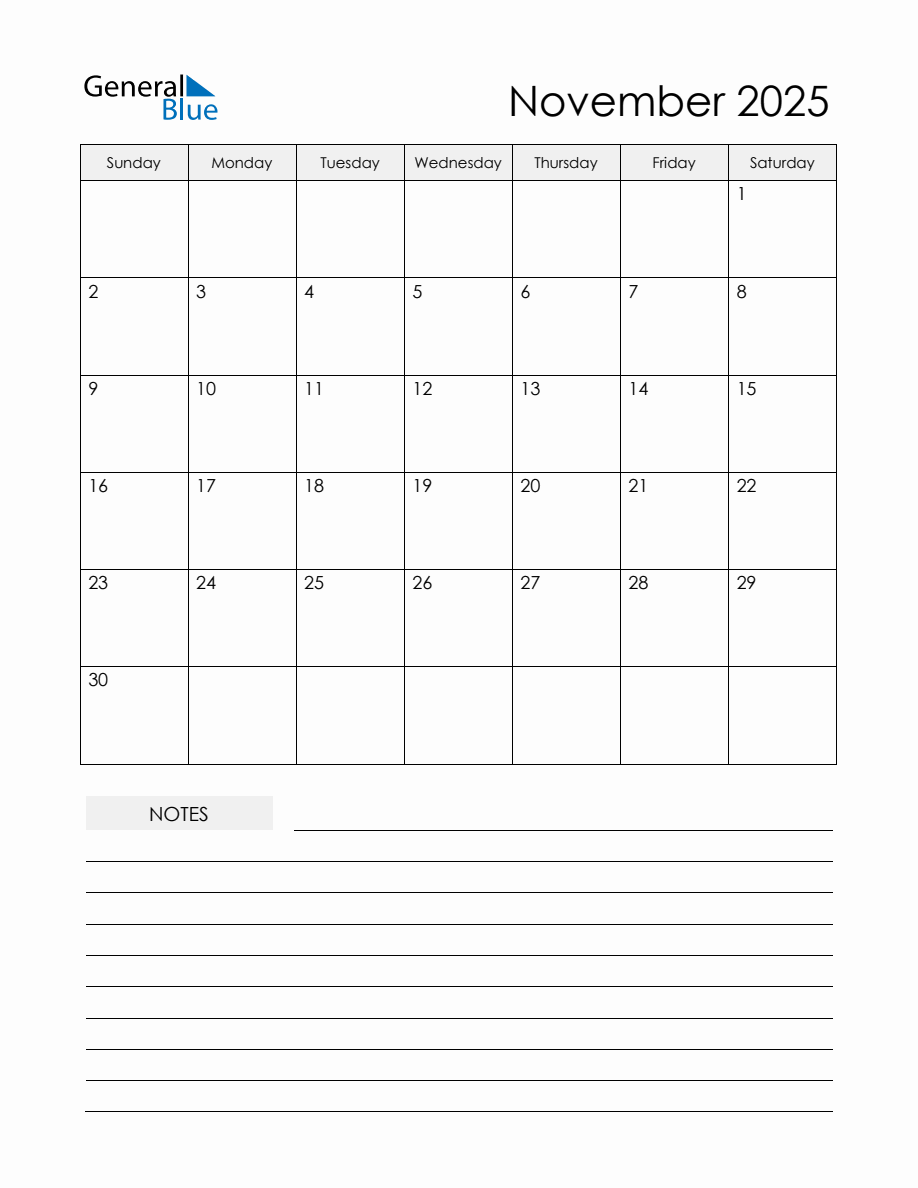 November 2025 Monthly Planner Calendar