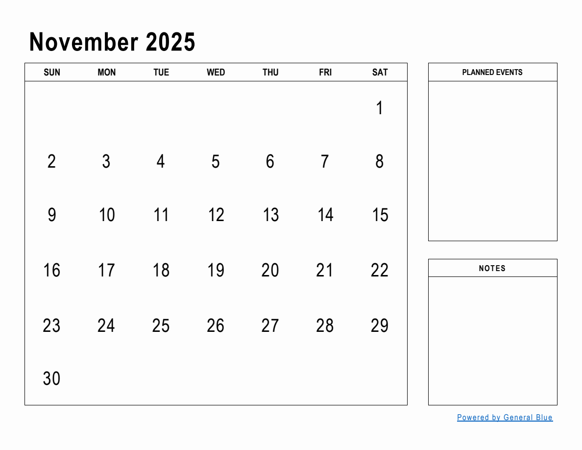 November 2025 Monthly Planner