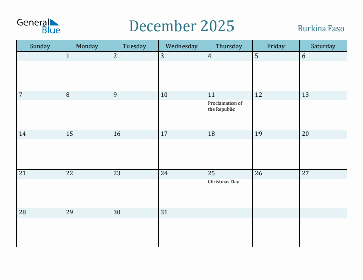 December 2025 Calendar with Holidays
