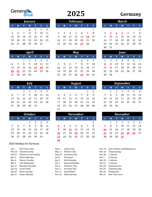 2025 Germany Free Calendar