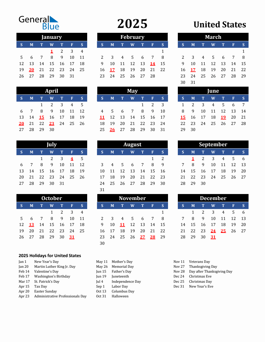 2025 Summer Calendar Dates United States Mail