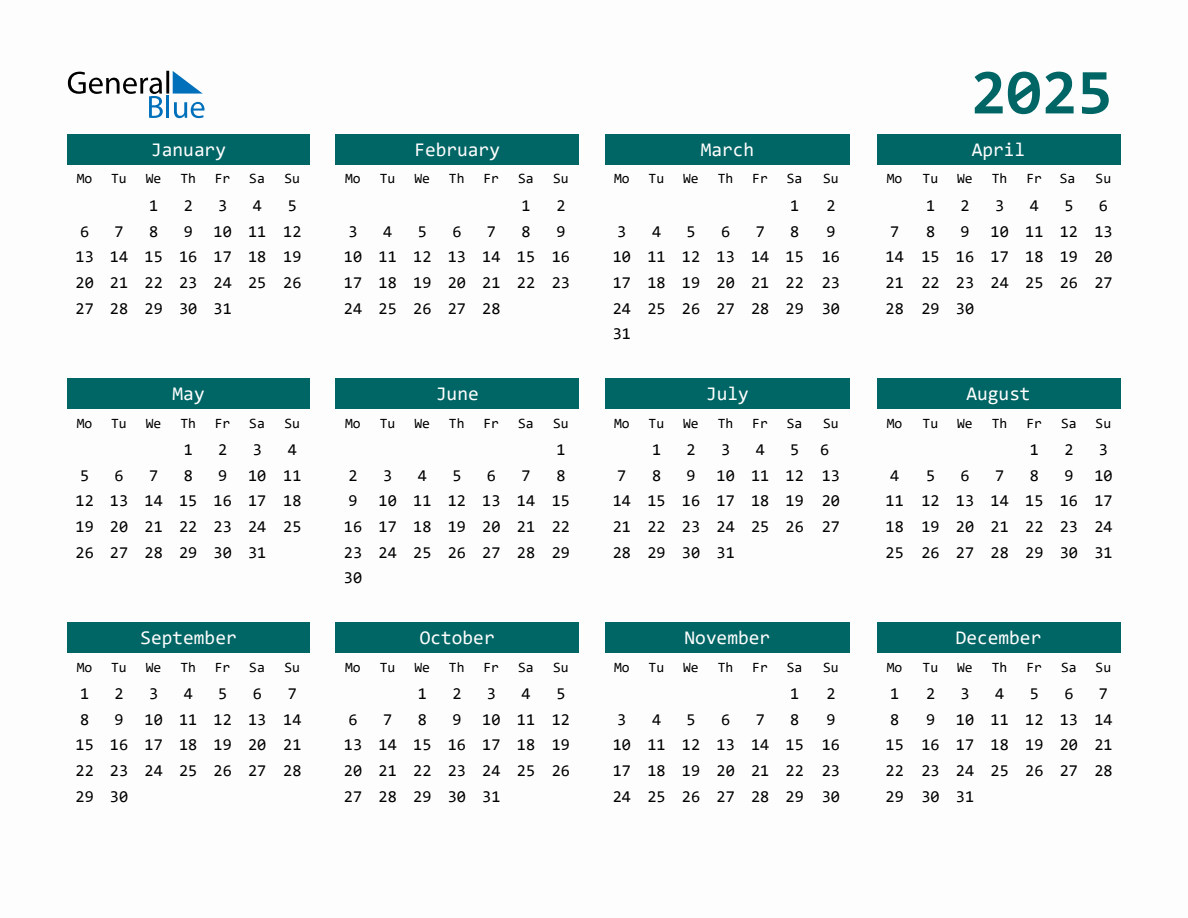 2025 FullYear Calendar