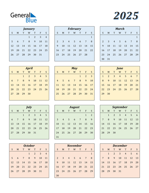 2025 Calendar PDF Word Excel 