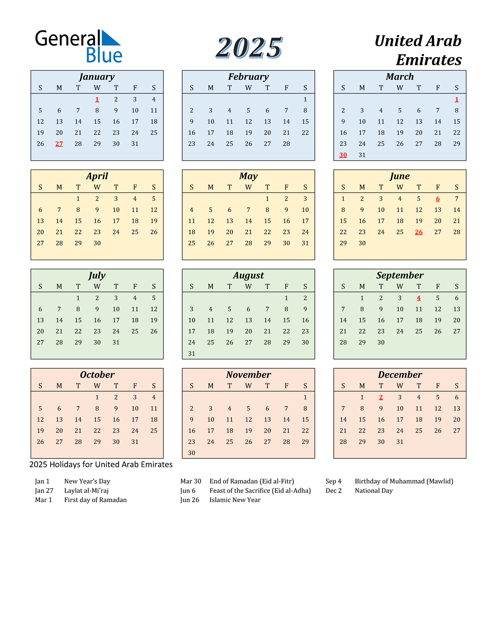 Calendar 2025 Arabic 