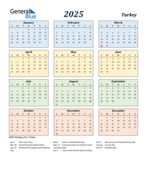 2025 Turkey Calendar with Holidays