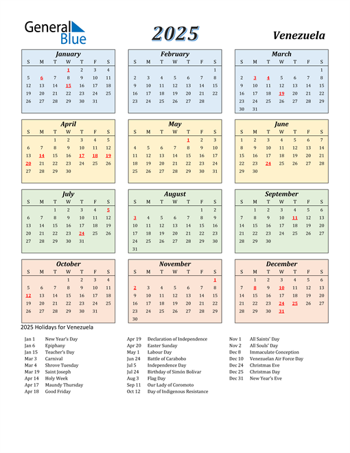 Venezuela Calendar 2025