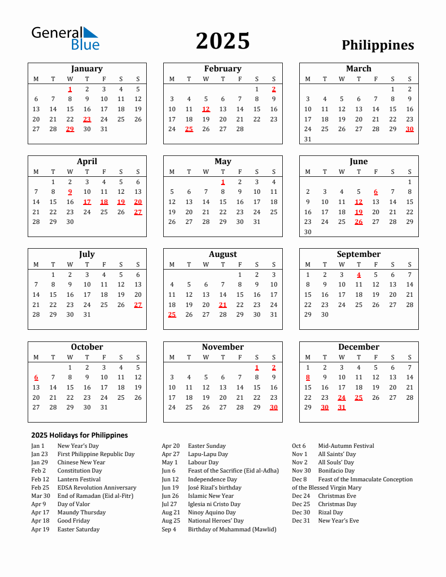 2025 Holiday Calendar In The Philippines Images