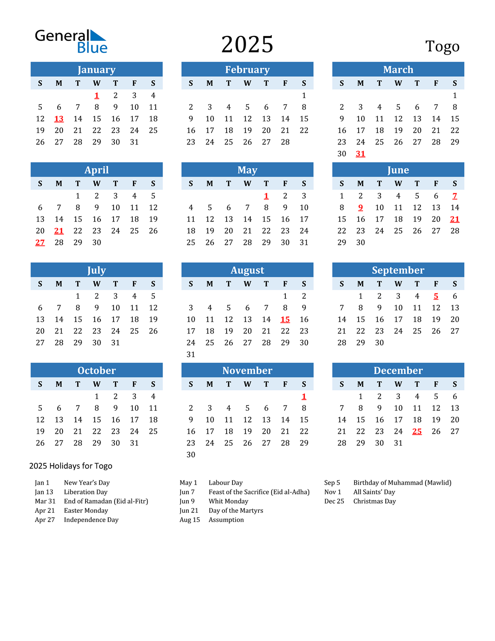 2025 Calendar With Holidays In Ghana Online Tasha Fredelia