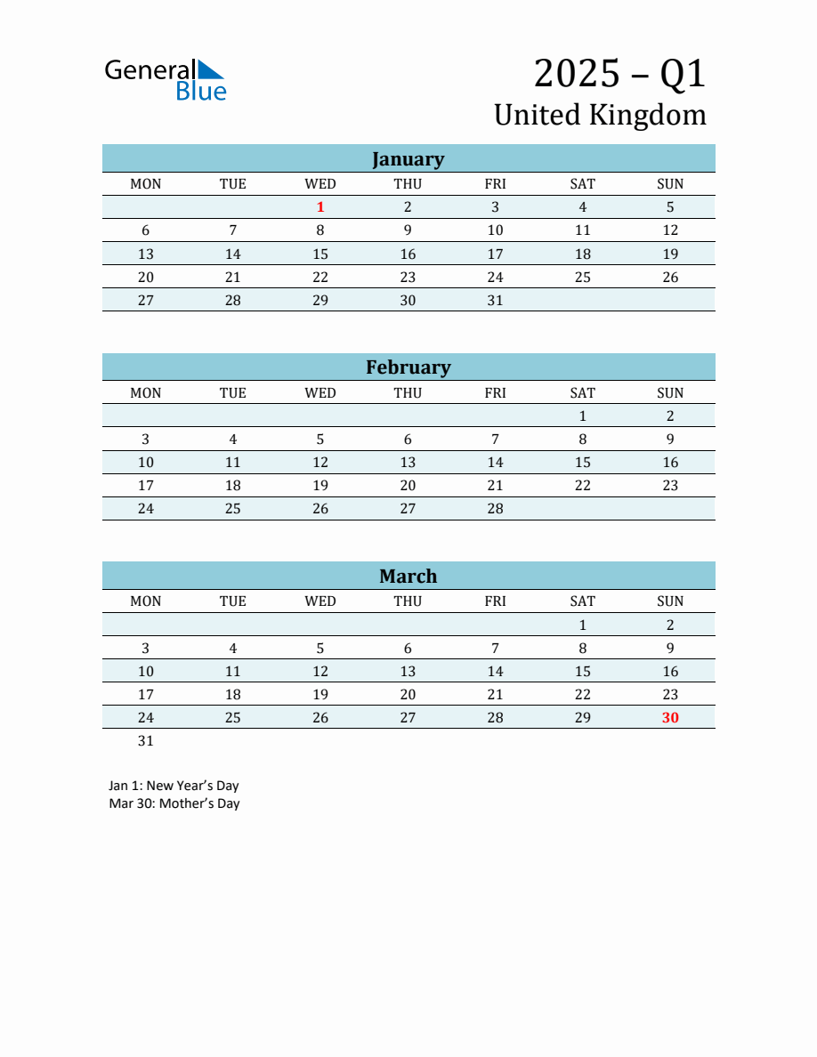 Calendar For Q1 2025 Bibi Marlee