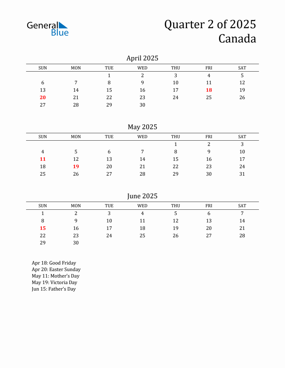 Quarter 2 2025 Canada Quarterly Calendar