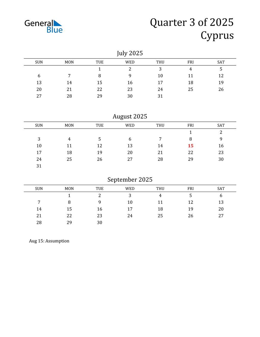  2025 Cyprus Quarterly Calendar