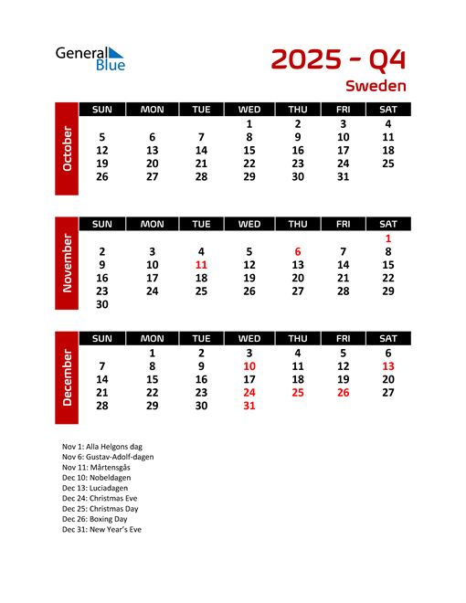  Q4 2025 Calendar with Holidays