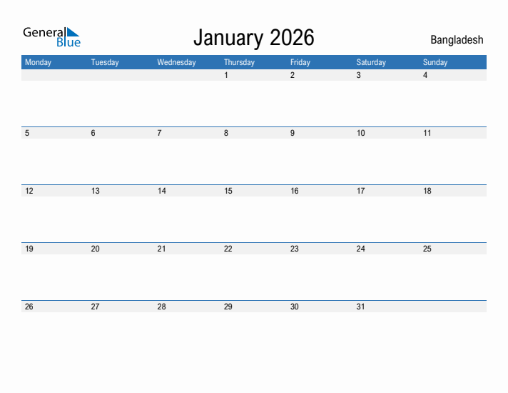 Fillable January 2026 Calendar