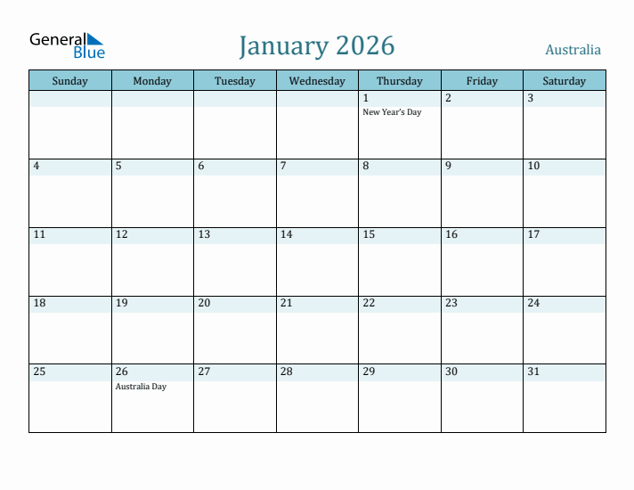 January 2026 Calendar with Holidays