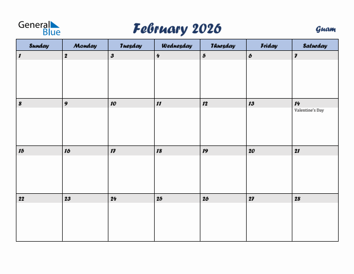 February 2026 Calendar with Holidays in Guam