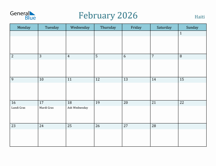 February 2026 Calendar with Holidays